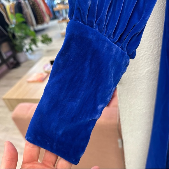 Vintage blue velvet romantic maxi dress - Picture 12 of 14